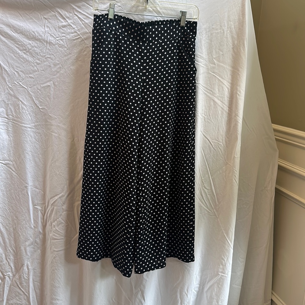 Max Studio Polka Dot Black Flowy Pants